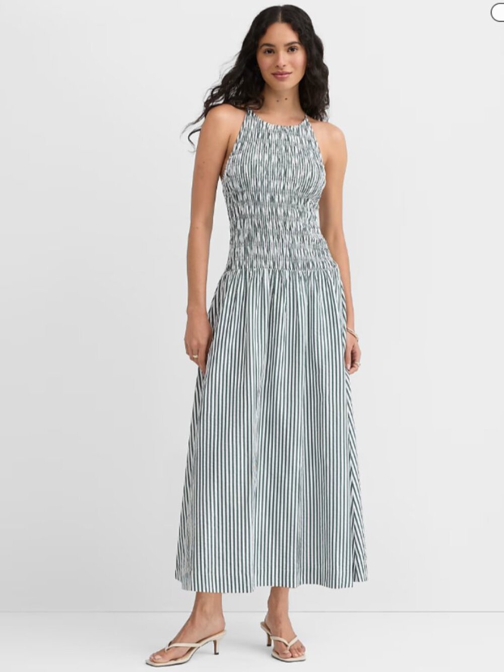 Striped Smocked Halter Midi Dress